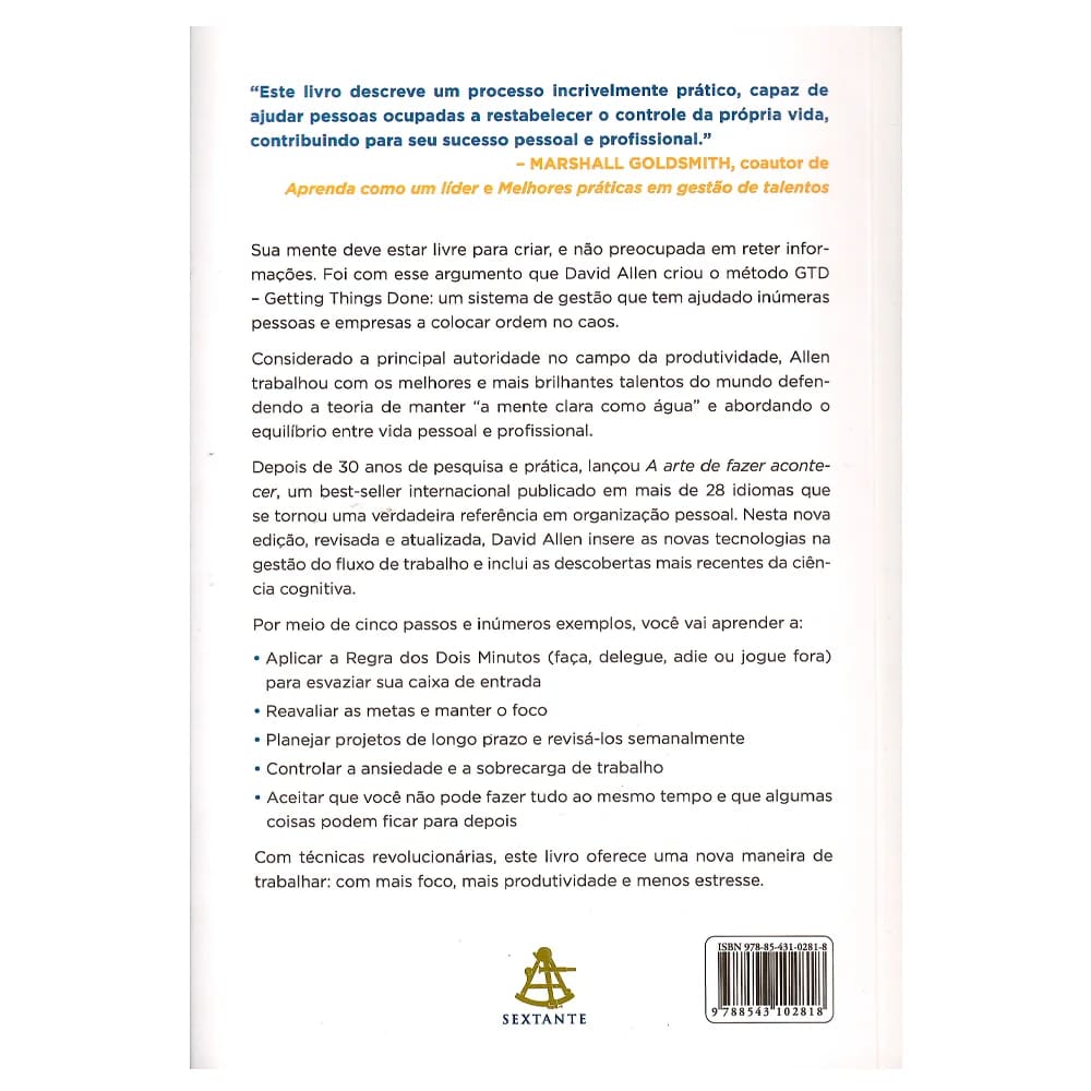 livro de produtividade, método GTD, gestão do tempo, organização pessoal, David Allen, desenvolvimento pessoal, livro de negócios, foco e resultados, rotina eficiente