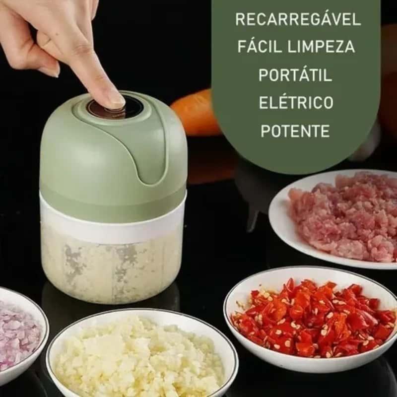 Mini Processador Elétrico Portátil - EasyCut, Processador de Alimentos, Versátil, Triturador,Multifuncional, Legumes, Carnes, Alho, Cebola