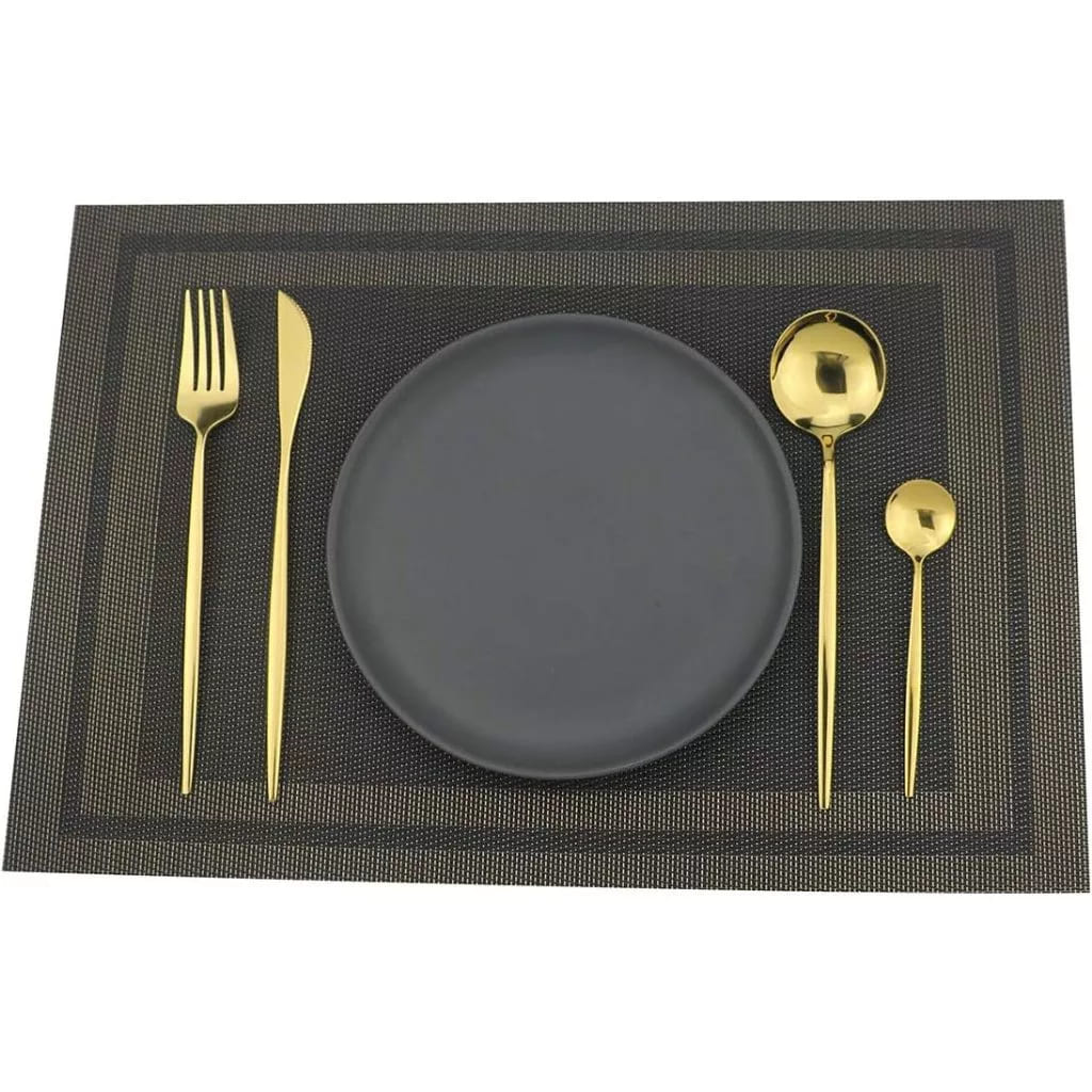 Conjunto de Talheres Premium Gourmet 24 Peças, Talheres Inox, Dourado, 24 Peças, Sofisticado, Moderno.