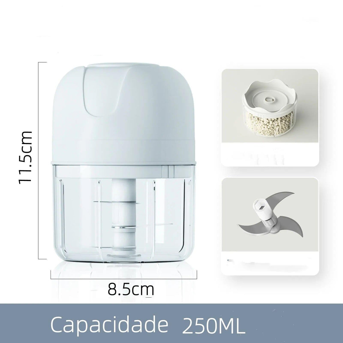 Mini Processador Elétrico Portátil - EasyCut, Processador de Alimentos, Versátil, Triturador,Multifuncional, Legumes, Carnes, Alho, Cebola